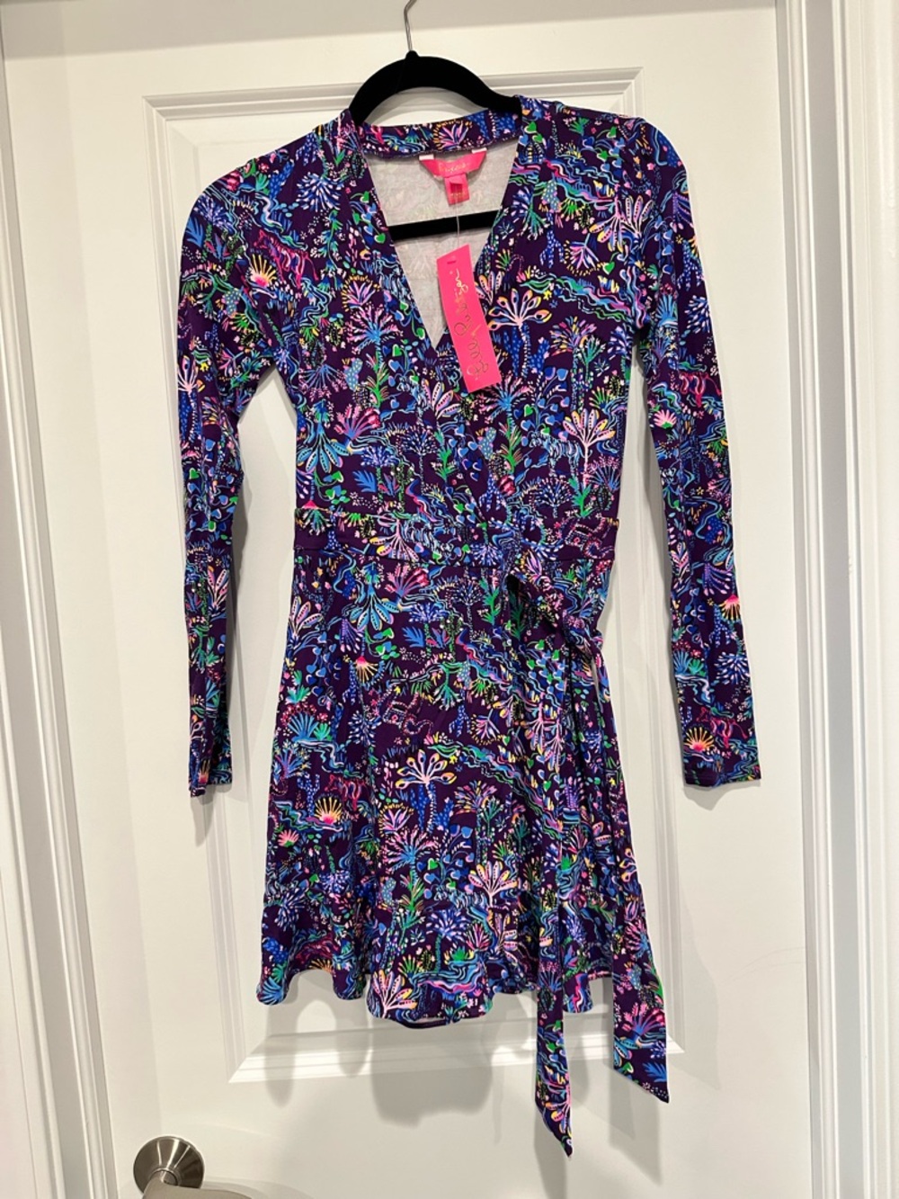 Lilly Pulitzer Purple Floral Wrap Dress with Multicolor Botanicals